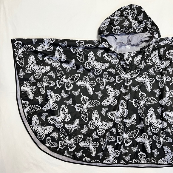 Rain Poncho Hoodie with Butterflies - Picture 2 of 4
